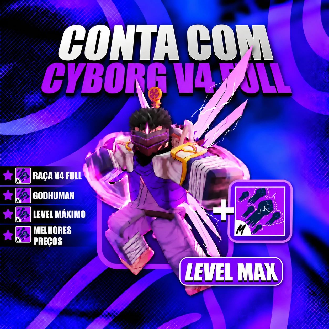 『 🧬 』 CYBORG V4 FULL + GODHUMAN + LEVEL MÁX